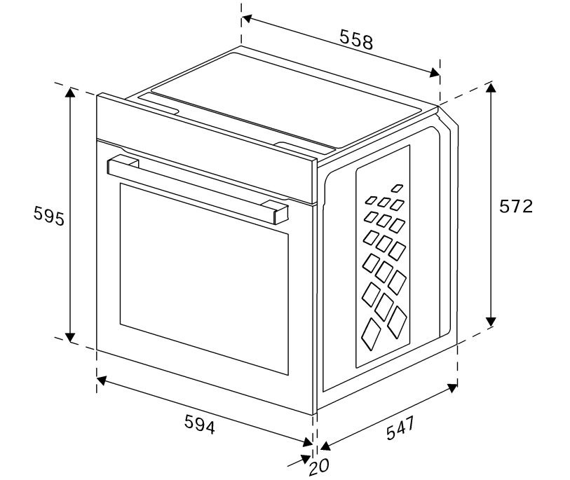 Backofen Beko Maßzeichnung
