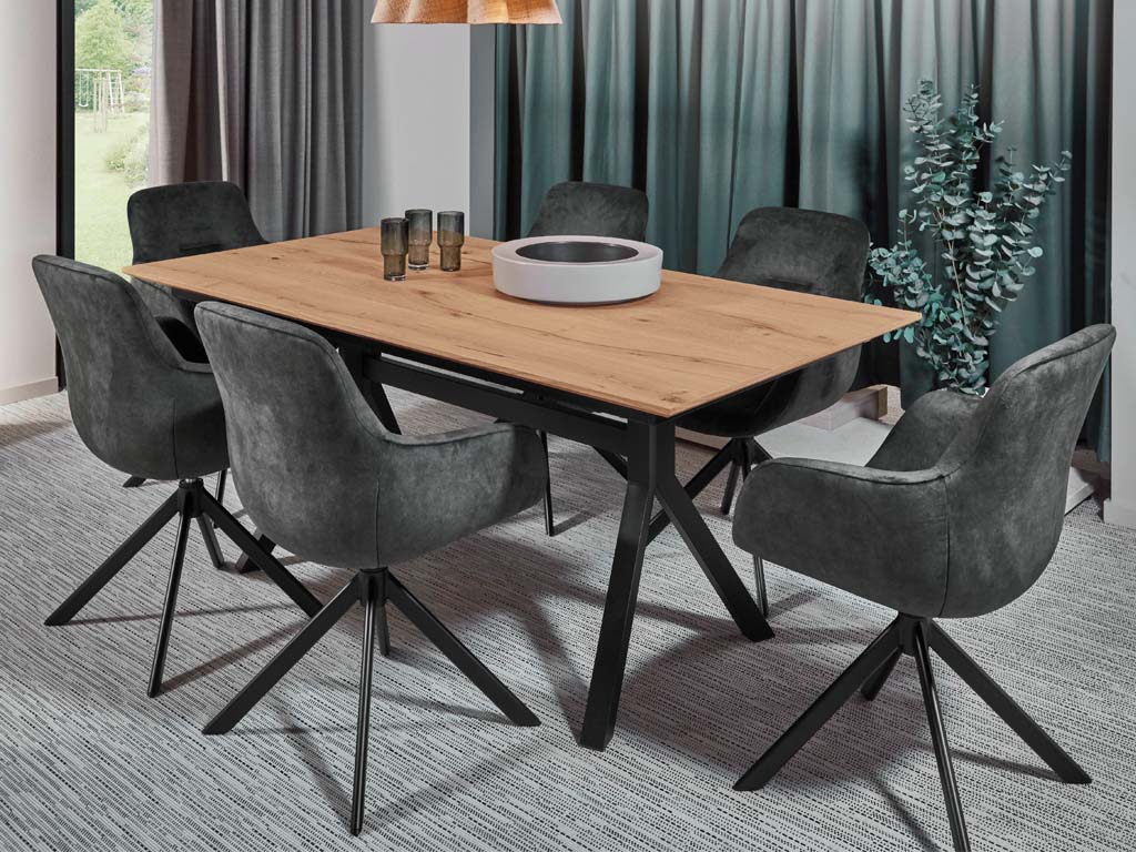 nobilia - Esstisch Tokio | Echtholzfurnier | Y-Tischgestell, schwarz | 3 Größen konfigurierbar