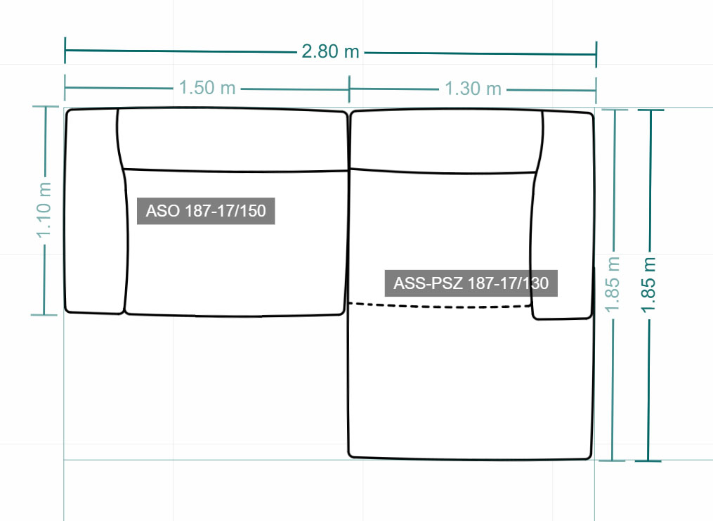 Breite 280 cm | ASS-PSZ rechts