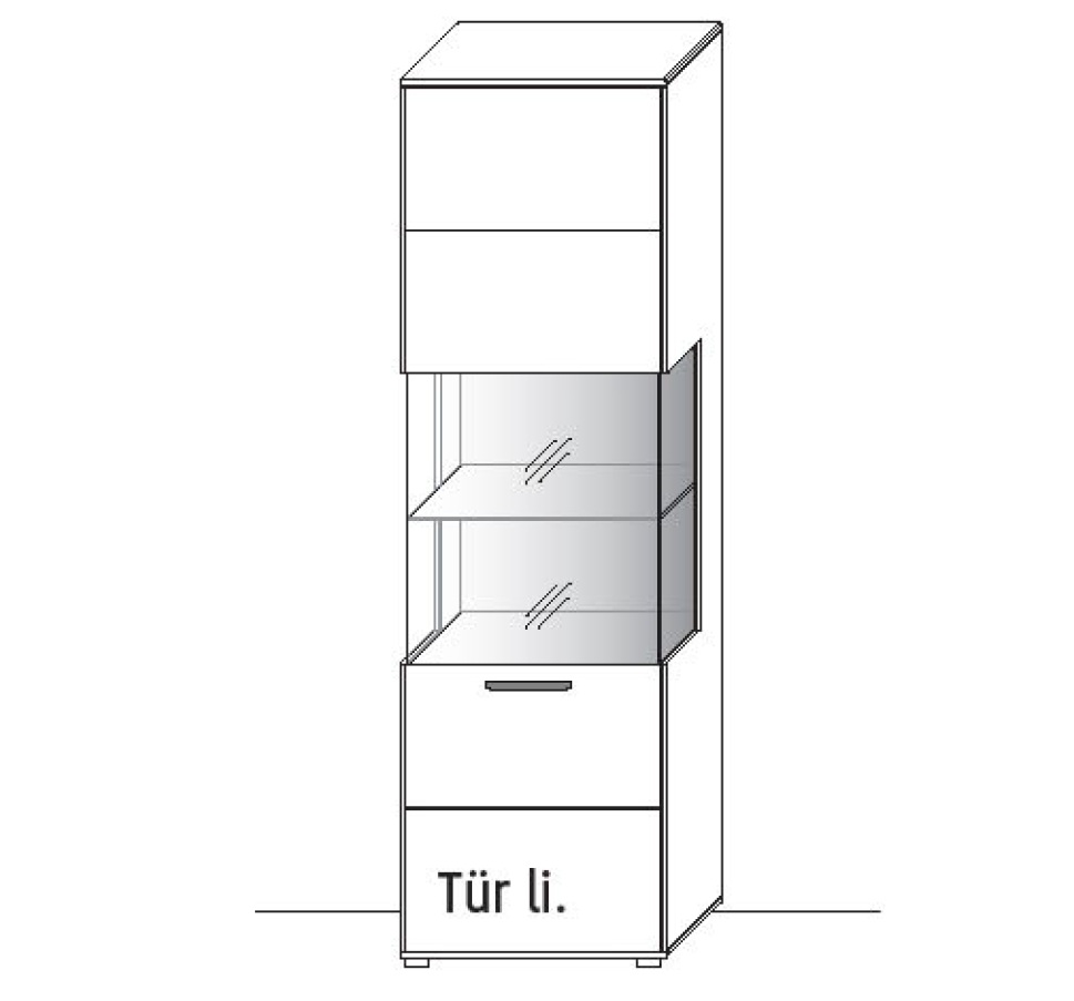 Illustration einer Vitrine vor weißem Hintergrund