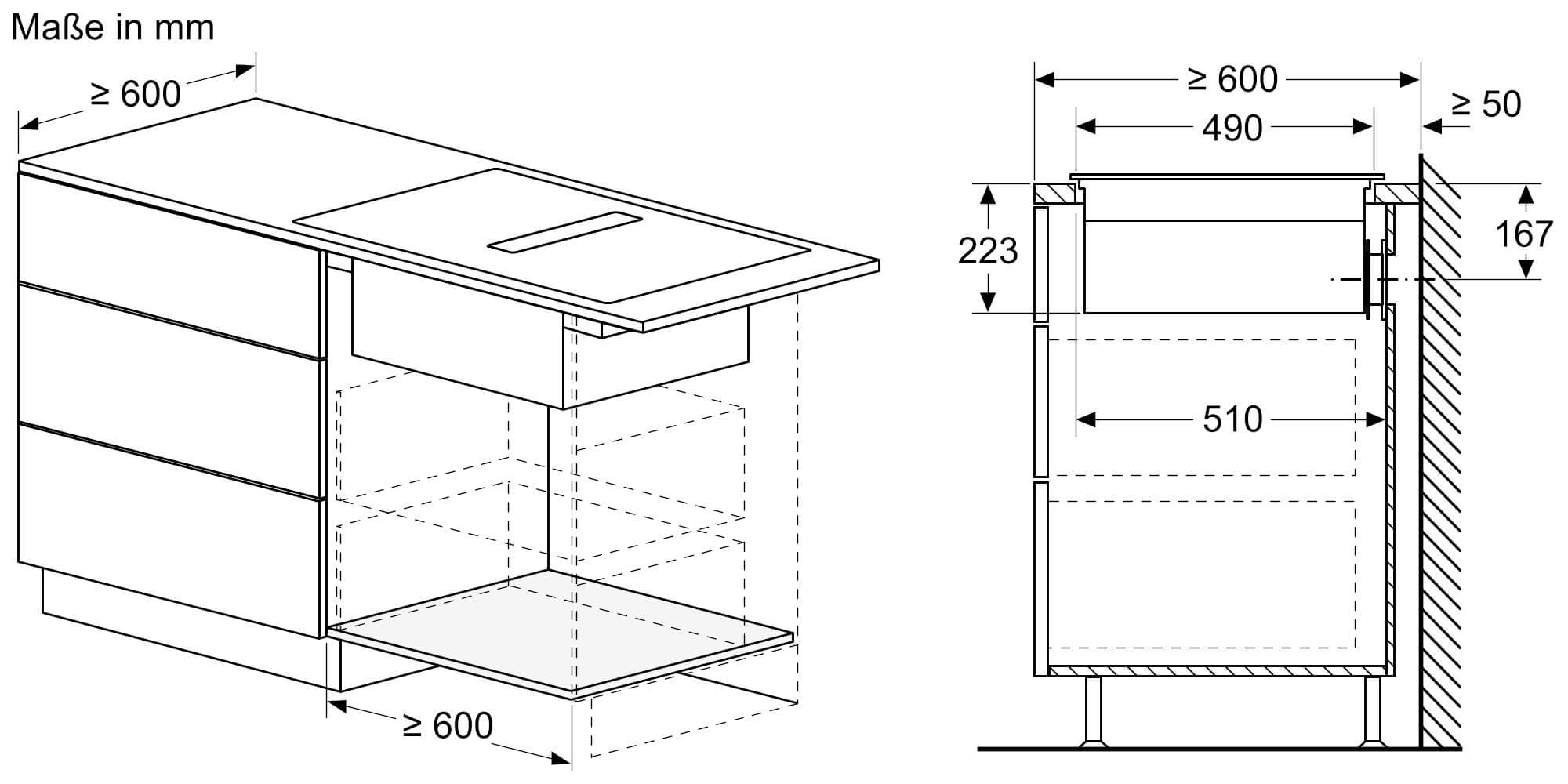 Einbauzeichnung zu Siemens Dampfbackofen ED77BHQ26E.