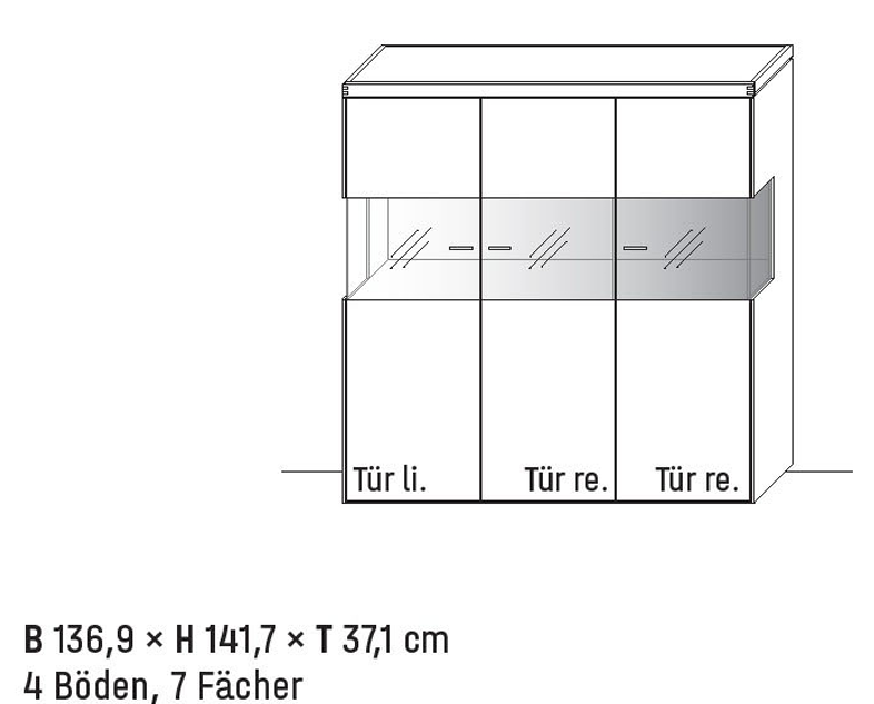Wöstmann WM 2520 - Highboard | Type 4363 | B: 136,9 cm | Wildeiche massiv