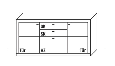 Illustration eines Sideboards vor weißem Hintergrund