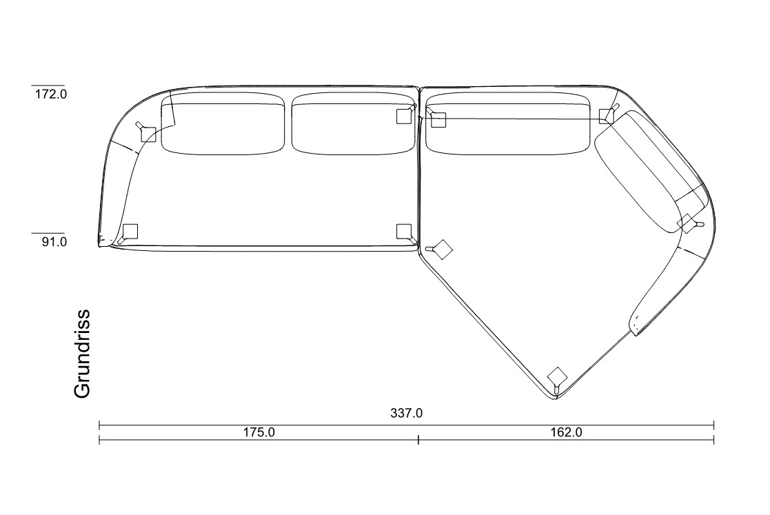 Abschlusssessel V-förmig auf der rechten Seite