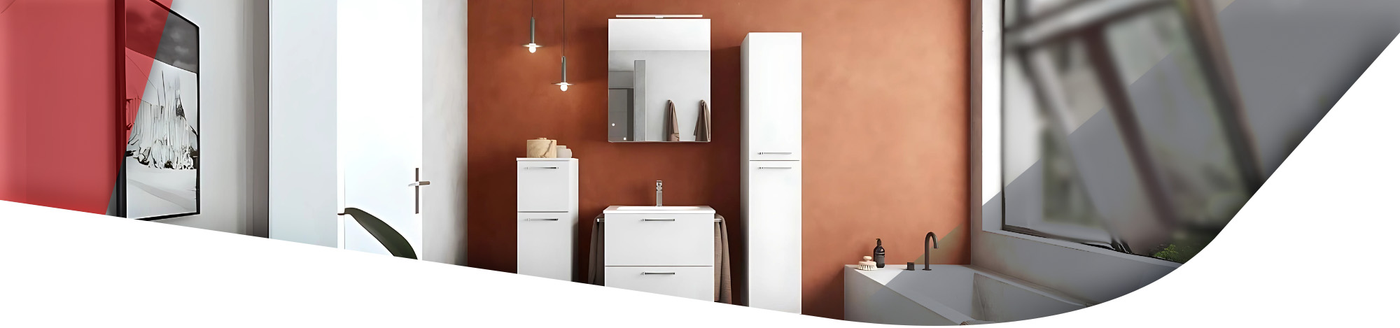 Gäste WC mit weißem Badmöbel Set