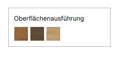 Farbmuster von verschiedenen Holzoberflächen in Tabellenform von Hasena