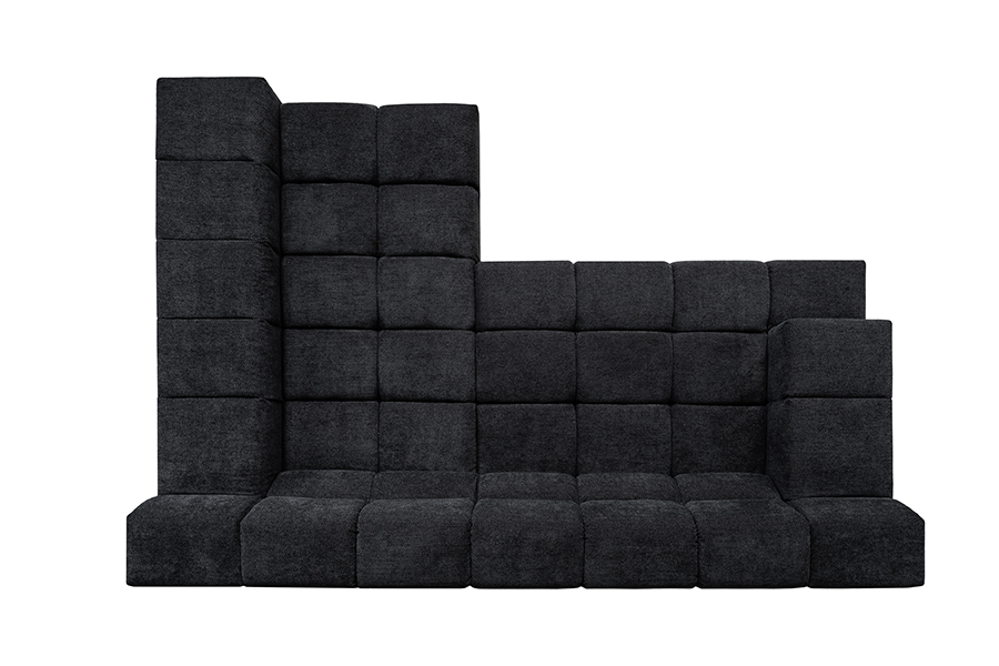 Modulares, dunkelgraues Sofa mit modularen Blöcken, modernes Design