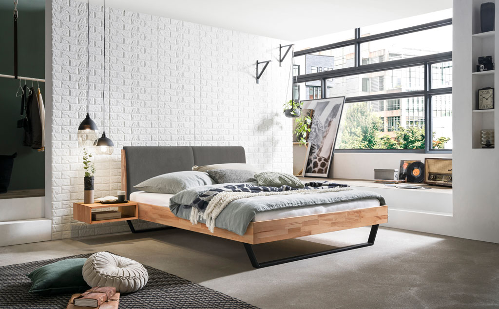 Hasena - Trento Bett Pietro | Rahmen Trento 16 | Polsterkopfteil | Metallkufen Glyd | konfigurierbar