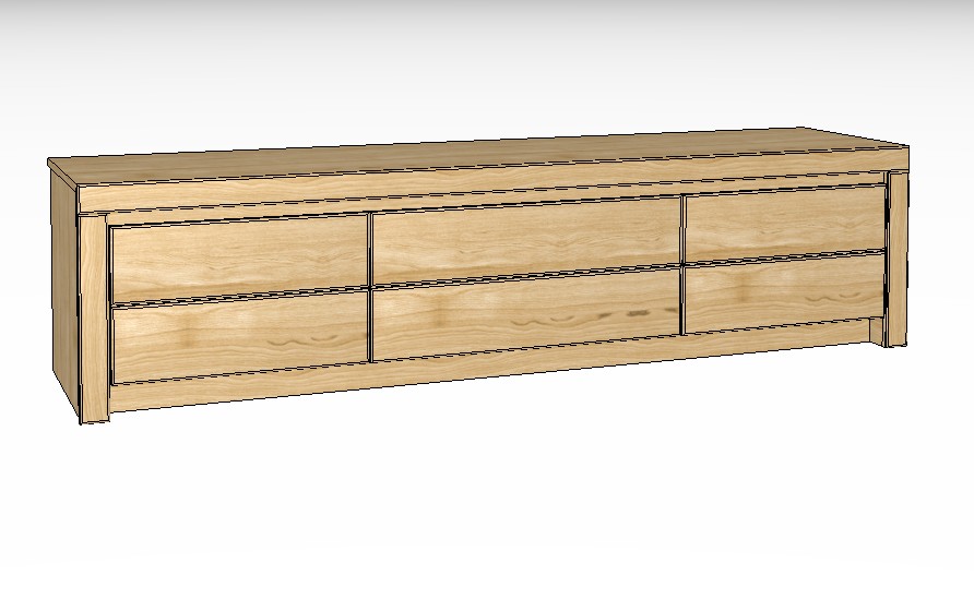 braunes Lowboard vor weißem Hintergrund