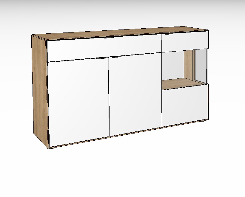 weiß braunes Sideboards vor weißem Hintergrund