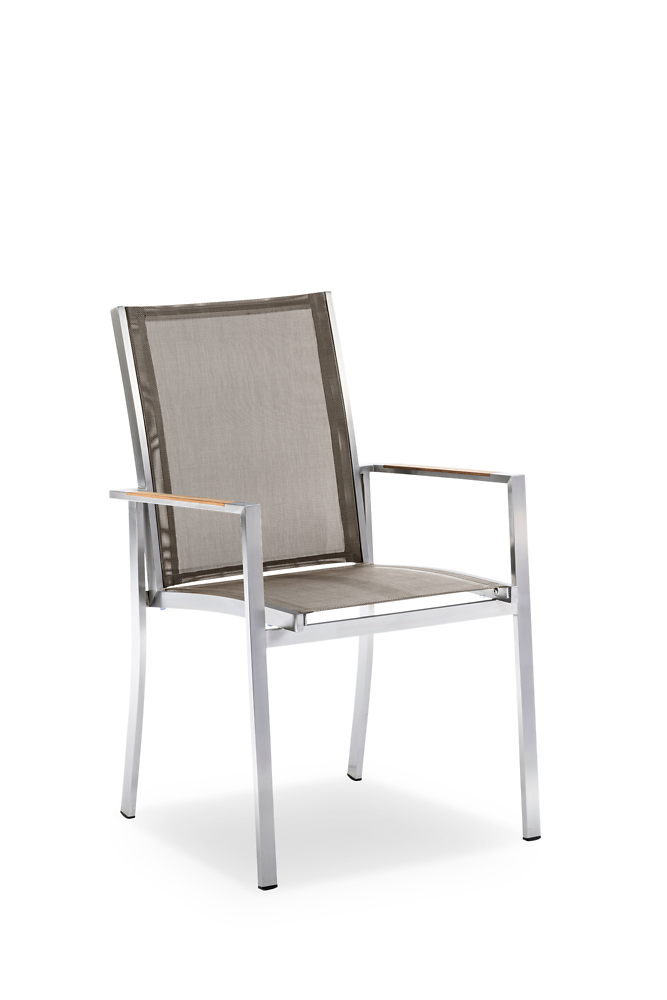 Niehoff Garden. Tina | G231 | Armlehnstuhl | Edelstahl/Teak/Textilen taupe