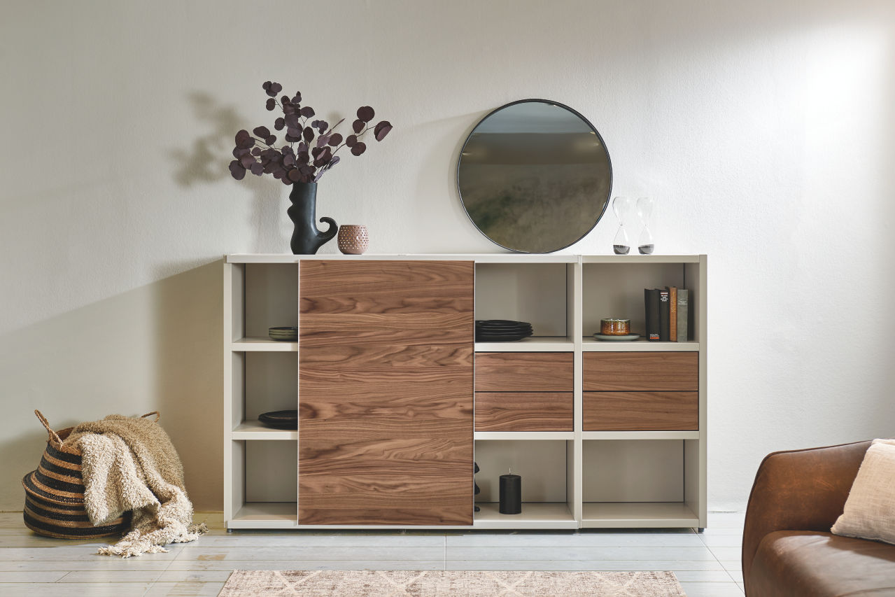 now! by hülsta time | Sideboard mit Schiebetüren und Schubladen | B: 193,0 cm