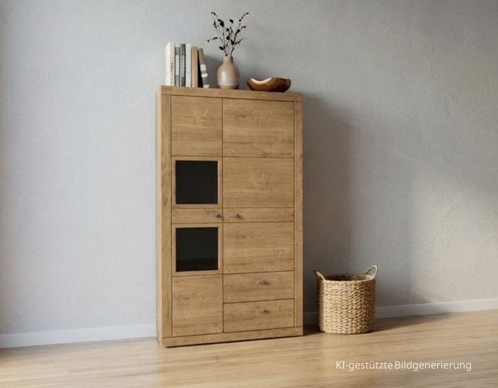 Wöstmann Aurum - Vitrinenschrank mit Schubkasten | Type 4973/4974 | B: 92,2 cm | Wildeiche massiv