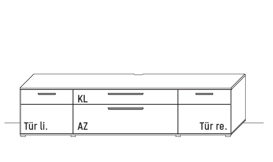Illustration eines Lowboards vor weißem Hintergrund