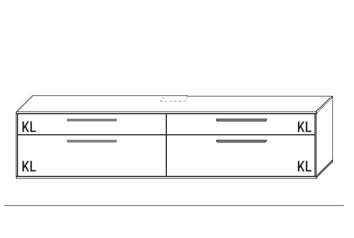 Illustration eines Lowboards vor weißem Hintergrund