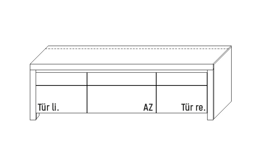 Illustration eines Lowboards vor weißem Hintergrund