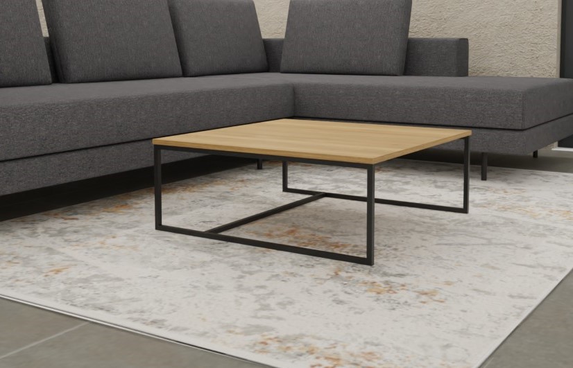 couschtisch mit schwarzem metallgestell tischplatte braun nobilia