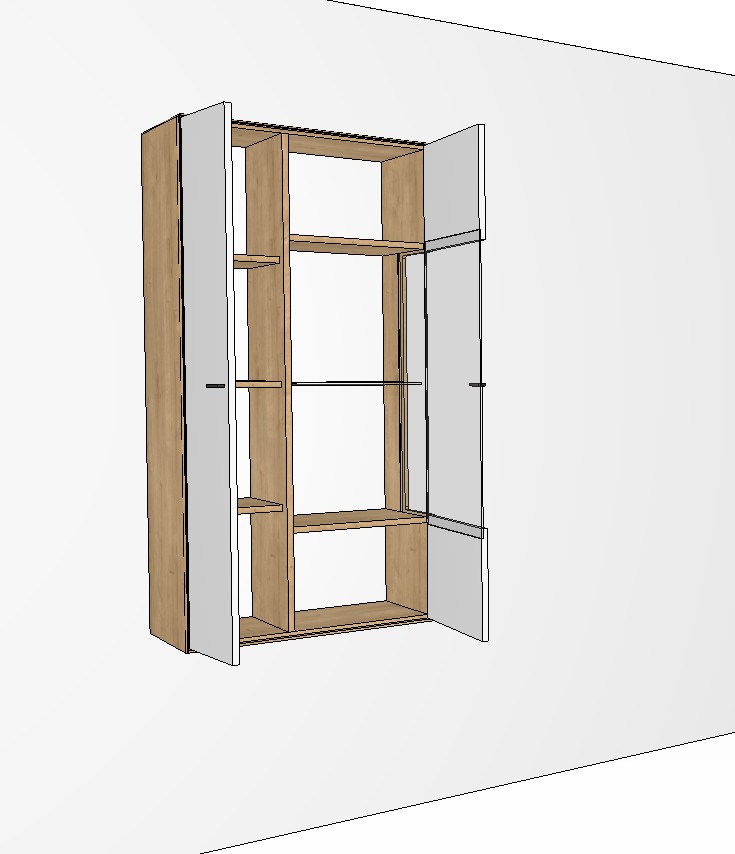 weiß braune Hängevitrine vor weißem Hintergrund