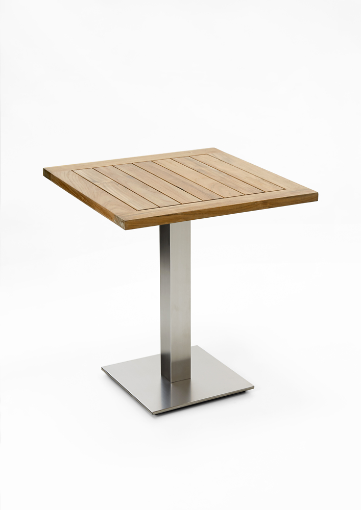 Niehoff Garden. Bistro | G513 | Tisch, quadratisch | 81 x 81 cm | Edelstahl /Teak recycelt