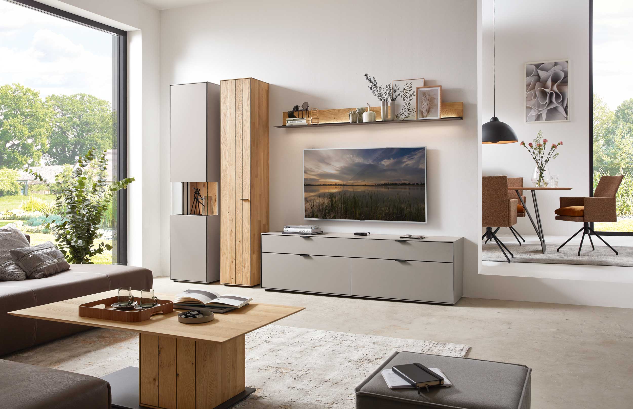 Wöstmann WM 2380 - Wohnwand | Type 0002/0102 | Lack, Wildeiche massiv | konfigurierbar