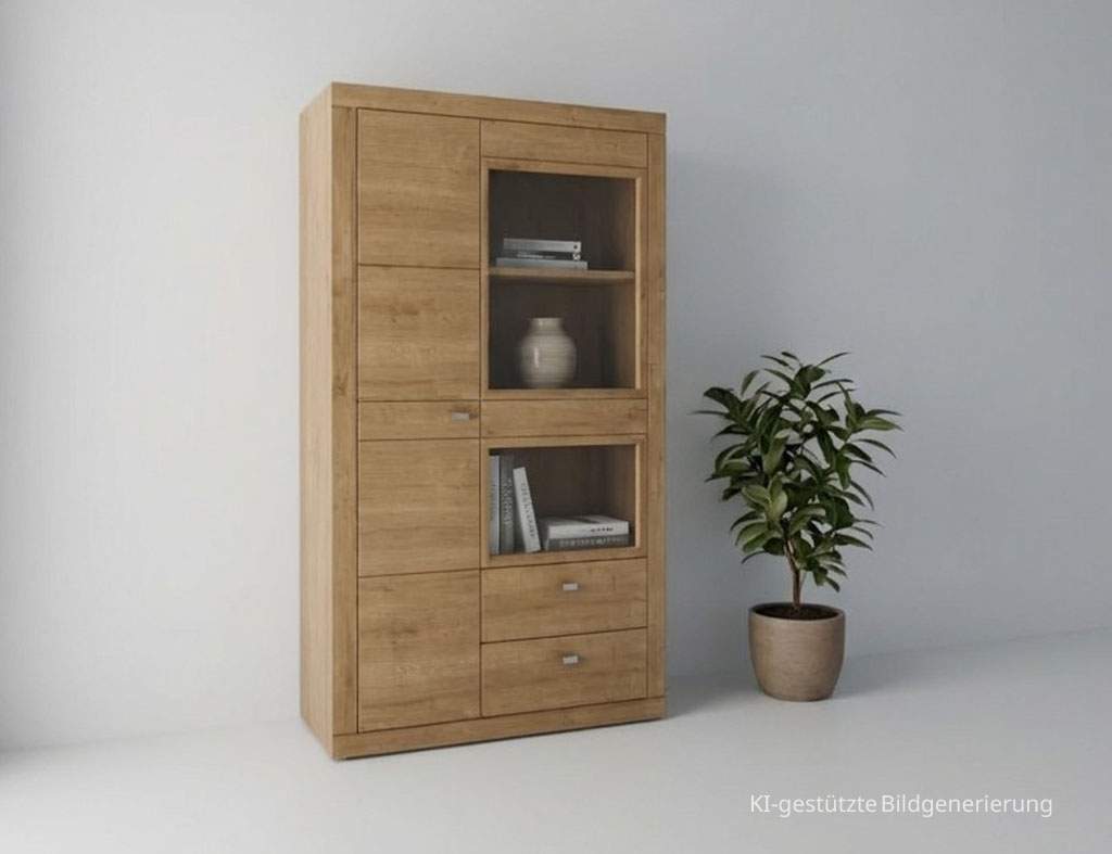 Wöstmann Aurum - Rahmenregalschrank mit Schubladen | Type 4937/4938 | B: 92,2 cm | Wildeiche massiv