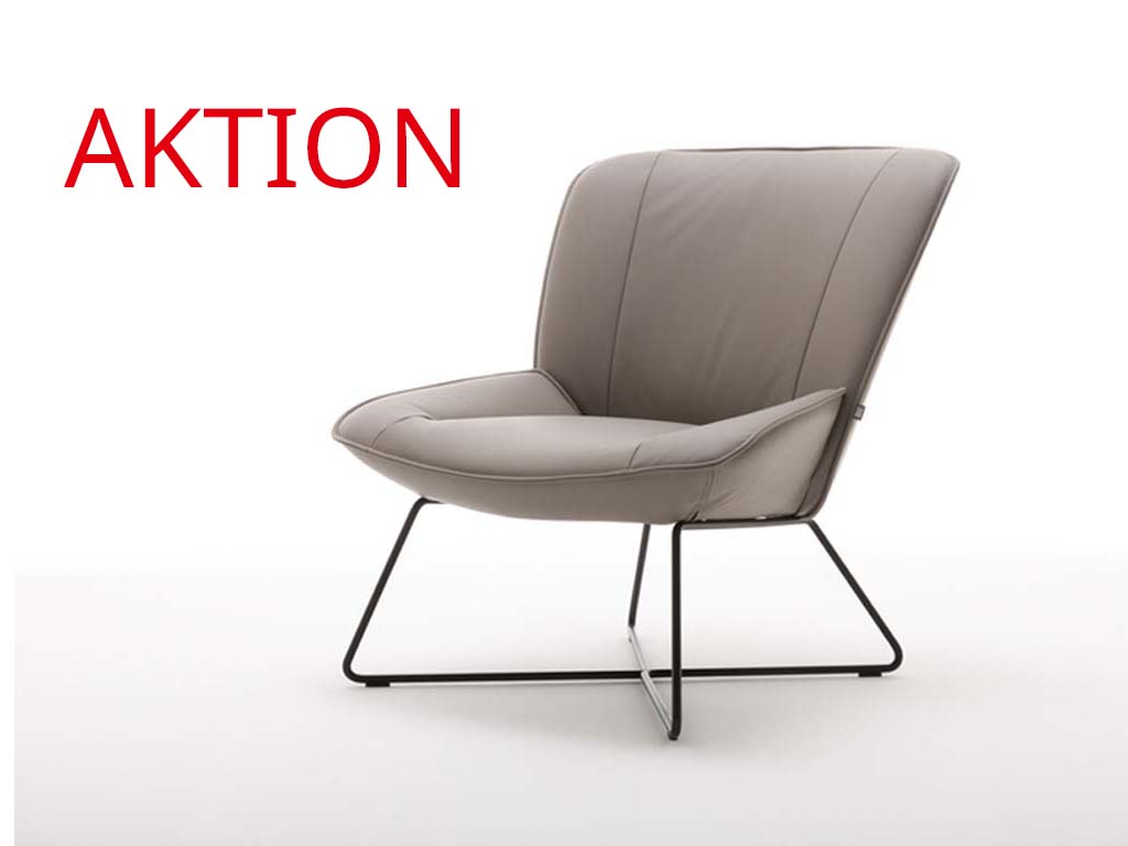 Rolf Benz 383 - Sessel | einfarbig | AKTION Bequemer, beige Designer-Stuhl mit metallenen Beinen im Sonderangebot