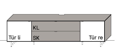 Illustration eines Lowboards vor weißem Hintergrund