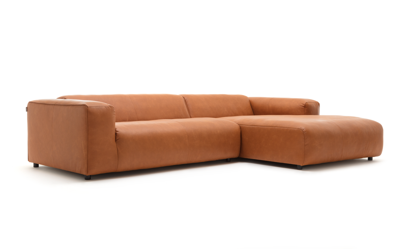 freistil Rolf Benz 187 - Polstergarnitur | B: 280 cm | alle Bezüge - Cord, Stoff, Leder Großes, luxuriöses Ledersofa in Cognac-Farbton, modernes Ecksofa für Wohnzimmer