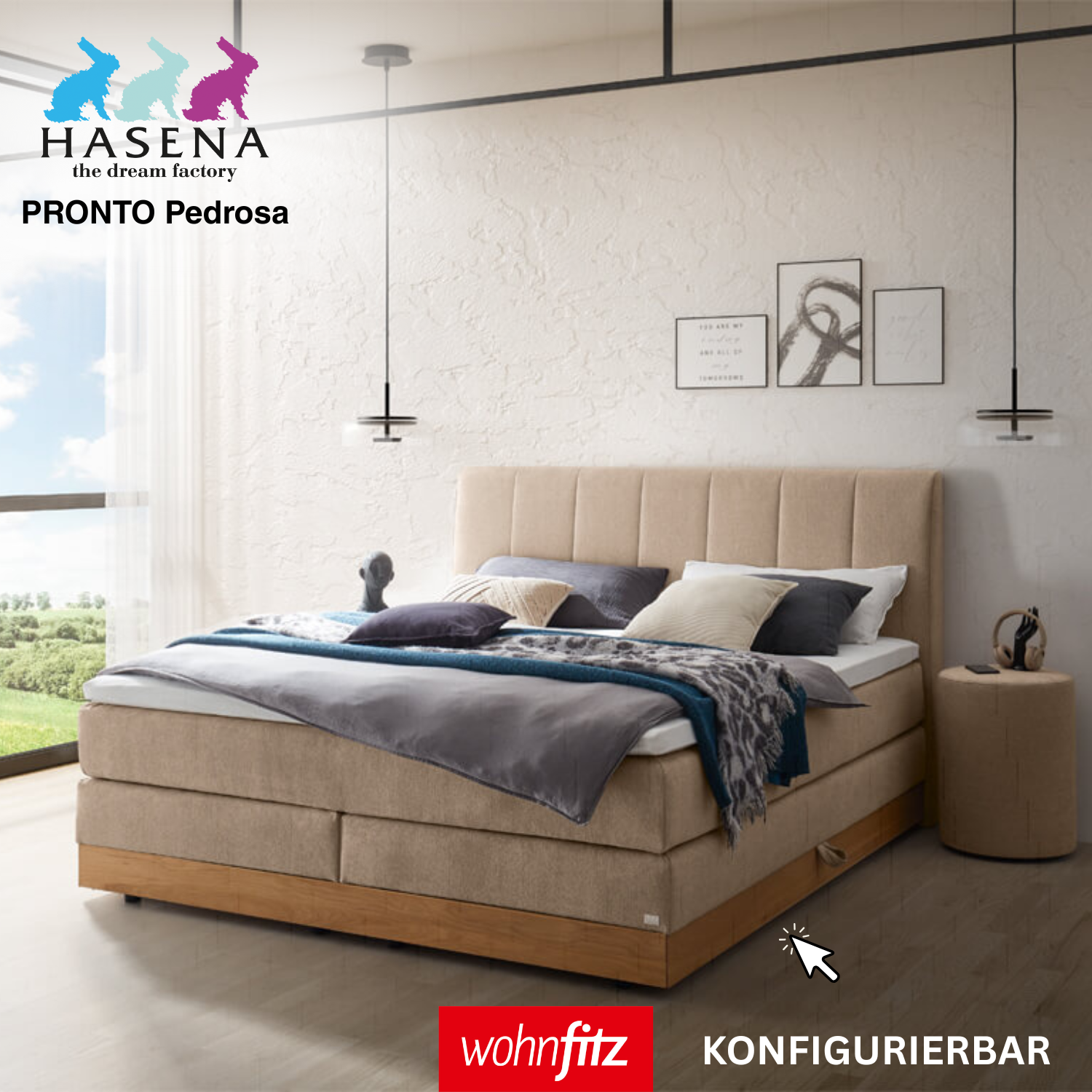 Boxspringbett in beige