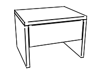 Illustration eines Nachttisches mit einer Schublade vor weißem Hintergrund Salva von Hasena