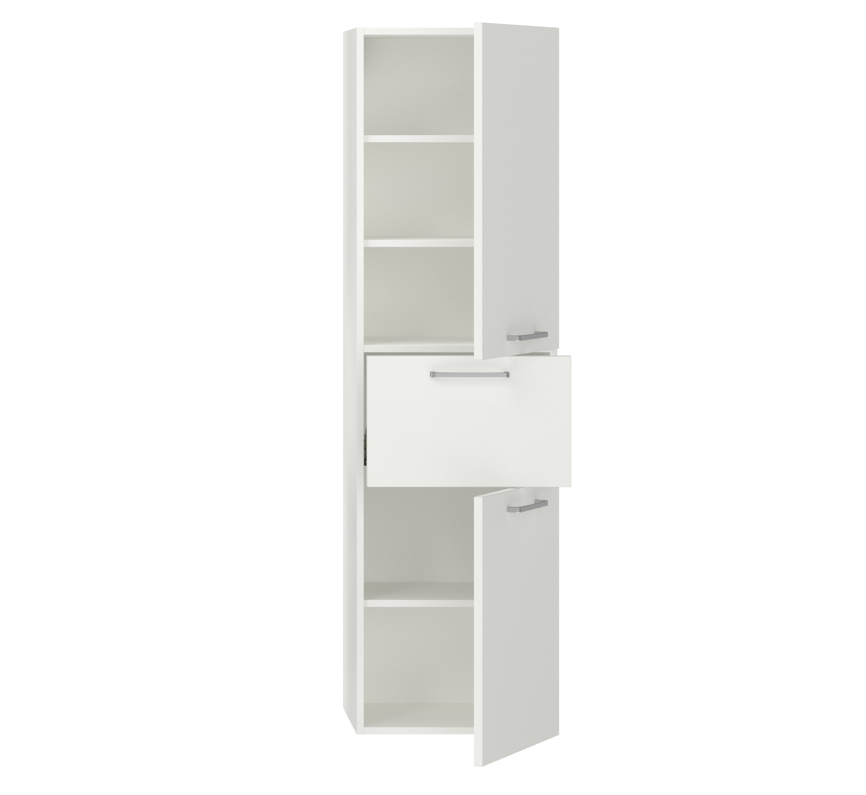 Badschrank weiß mit zwei Türen und einer Schublade nobilia