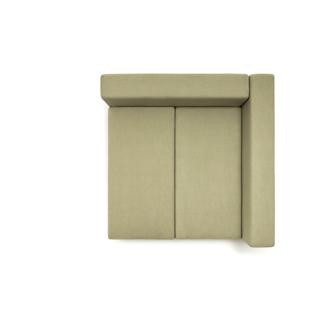 Modulares Sofa-Eckelement in hellem Grünton mit klaren Linien, Draufsicht