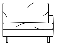 Illustration eines Sofaelements vor weißem Hintergrund freistil Rolf Benz 134