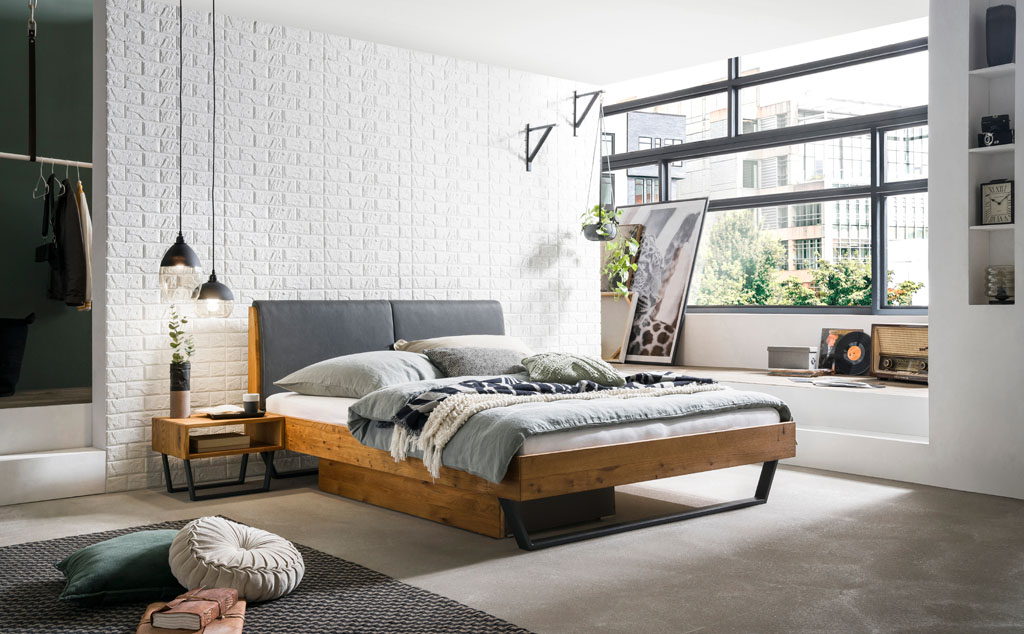 Hasena - Trento Bett Pietro | Rahmen Trento 16 | Polsterkopfteil | Metallkufen Glyd | konfigurierbar