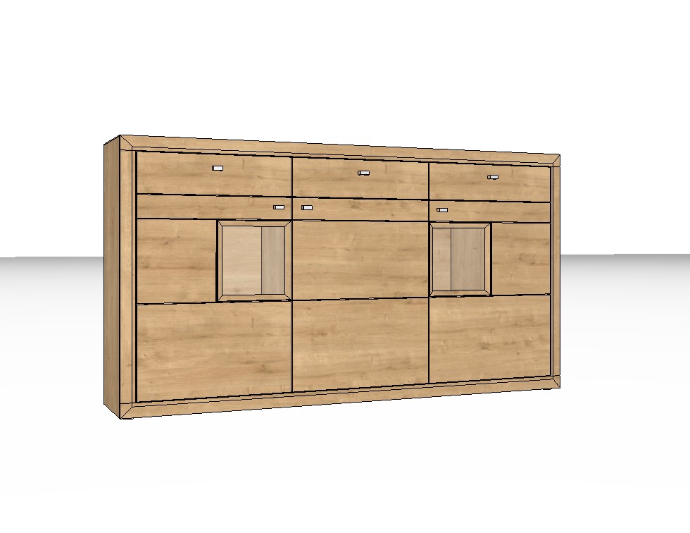 braunes Highboard vor weißem Hintergrund