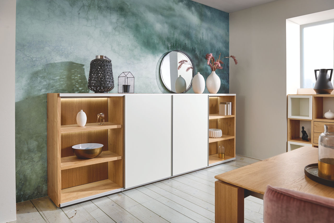 now! by hülsta. time | Sideboard mit Schiebetüren| B: 283,0 cm