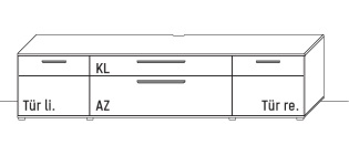 Illustration eines Lowboards vor weißem Hintergrund