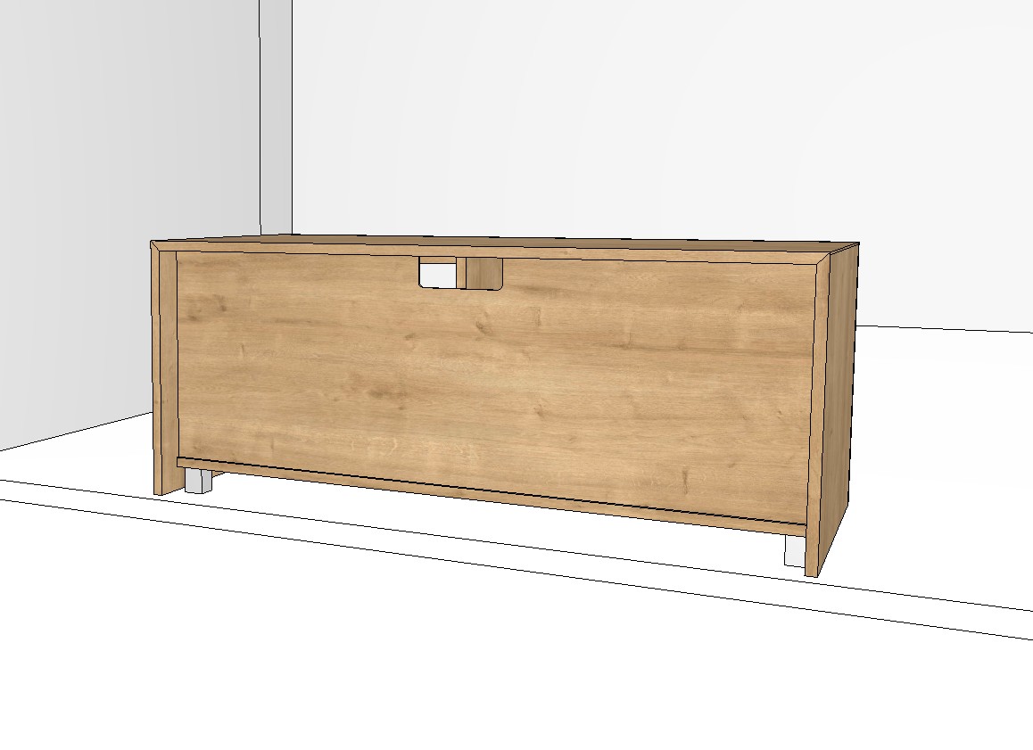 Illustration eines braunen Lowboards vor weißem Hintergrund