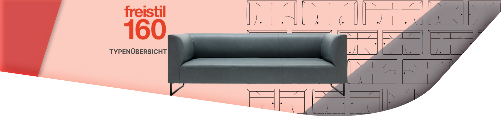 dunkelgraue Ledercouch mit linearem Design