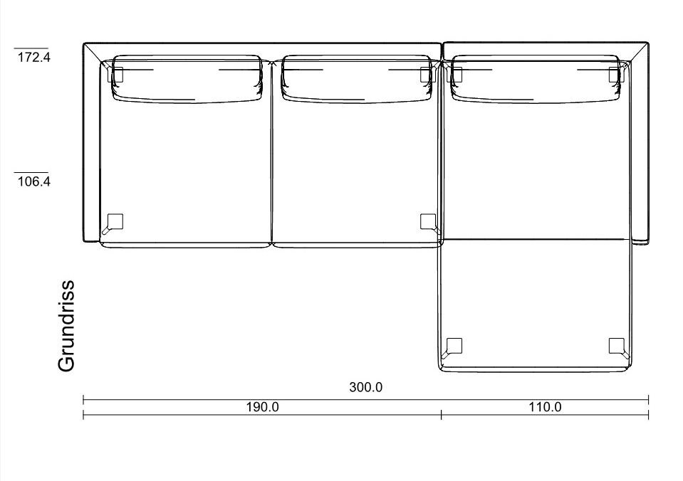 Abschlusssessel mit Polstersitz rechts