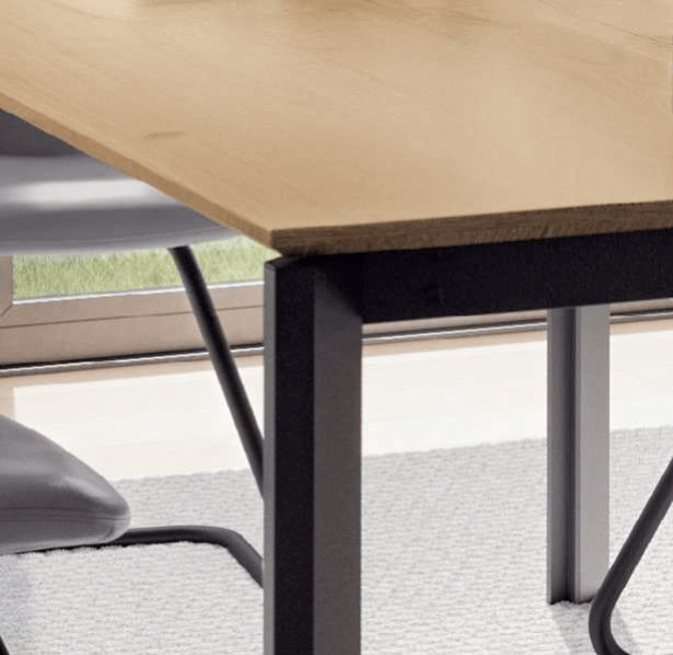 esstisch ecke braun mit metallgestell schwarz
