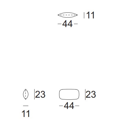Maßzeichnung eines Kissens vor weißem Hintergrund