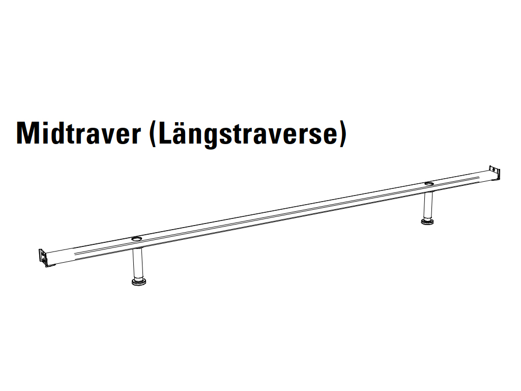 Hasena Trento - Midtraver (Längstraverse) | L: 210,0 cm Schwarz-weißes Diagramm einer Midtraver, auch bekannt als Längstraverse, ideal für stabile Konstruktionen