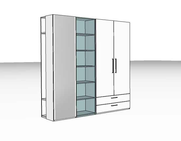 Röhr Bush. cocoon -  Kleiderschrank mit Spiegel | weiß - Salbeigrün | B: 202,6 cm