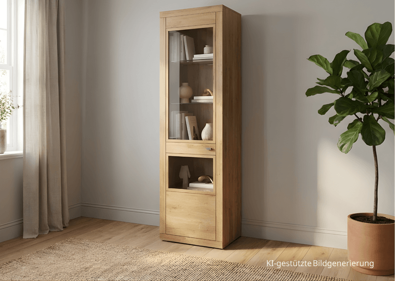 Massivholz Vitrine mit 5 Raster