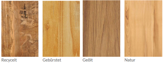 Darstellung unterschiedlicher Formen von Teak Holz für Gartenmöbel