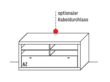 Illustration eines braunen Lowboards vor weißem Hintergrund