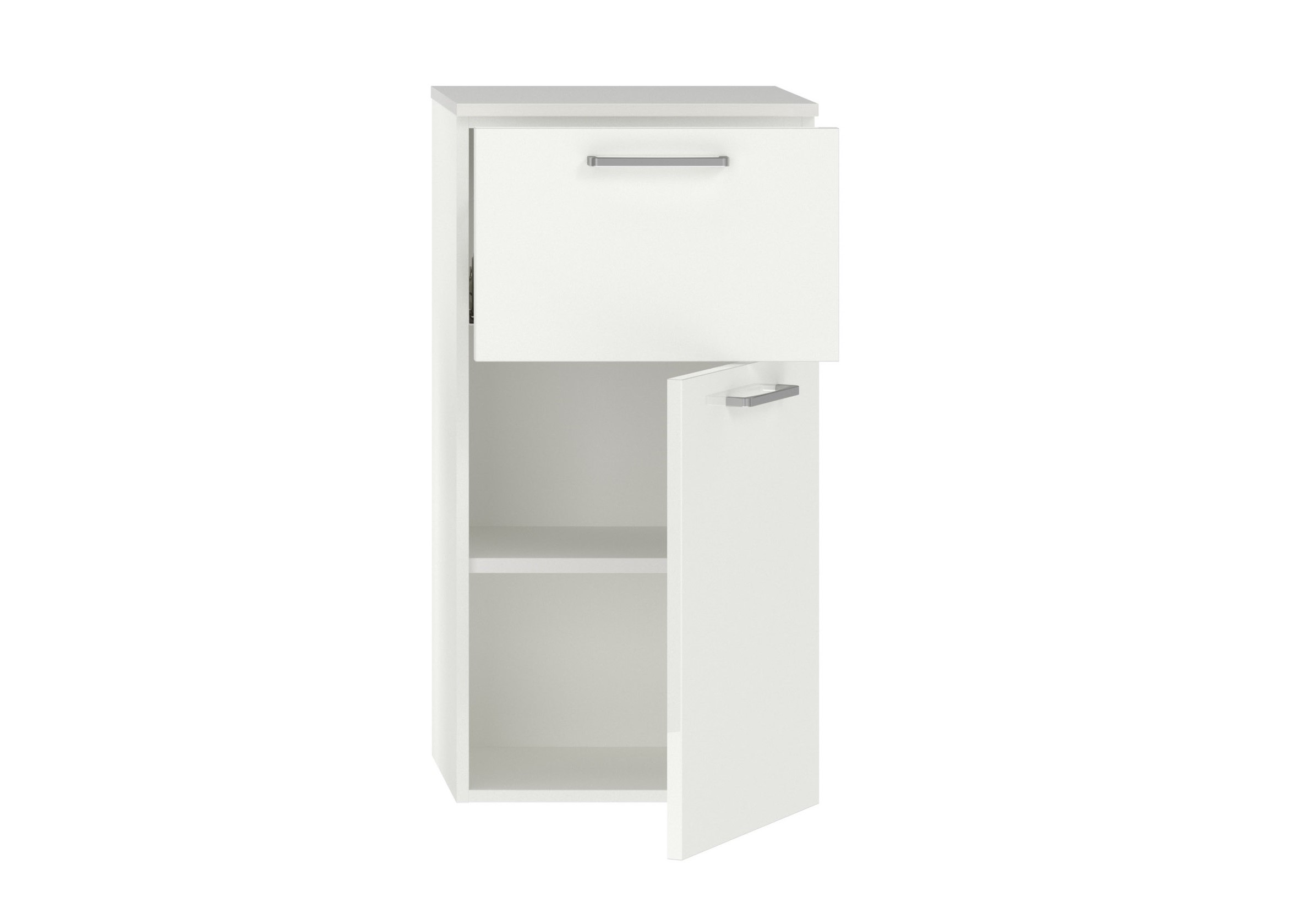 badschrank weiß eine schublade eine tür mit metallgriff nobilia