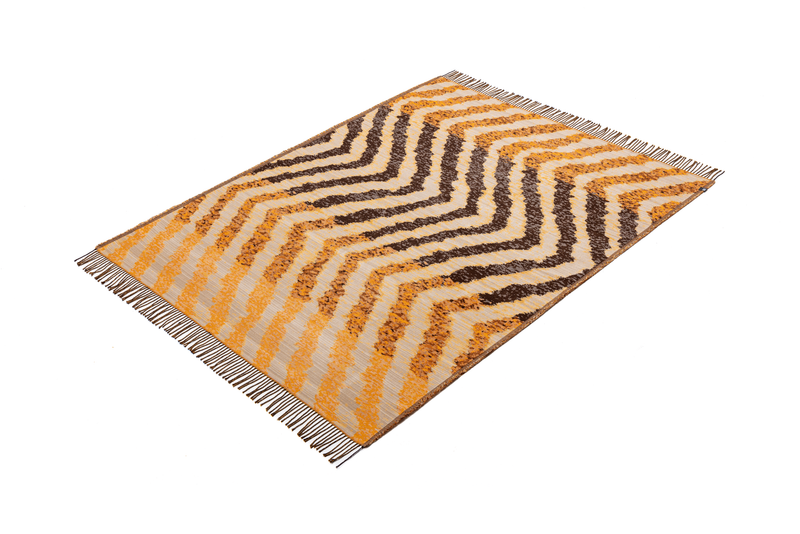 Rolf Benz 975 - Plaid mit Fransen (Curry Braun) | 100 % Viskose | 140 x 185 cm