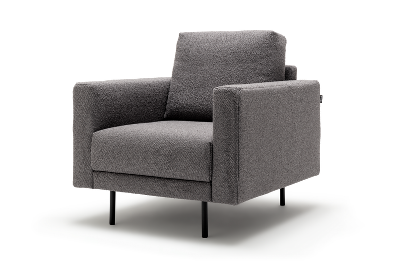 freistil Rolf Benz 170 - Sessel | B: 84 cm Grauer Sessel mit Armlehnen und schwarzem Metallgestell